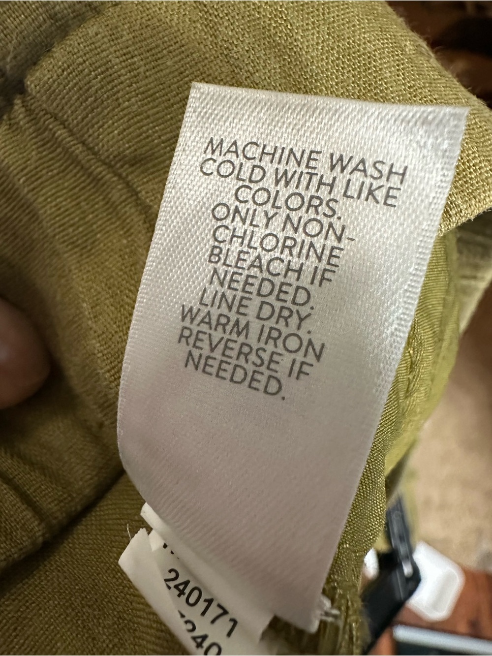 J.Jill Wide Leg Linen Pants Size Large Olive Gold Elastic Waist Cropped - Picture 5 of 6